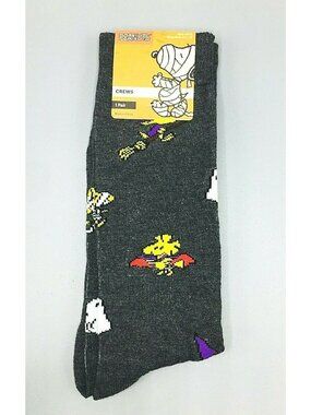 Peanuts Woodstock Halloween Men's Crew Socks Size 10-13 Ghost Mummy Witch Bat